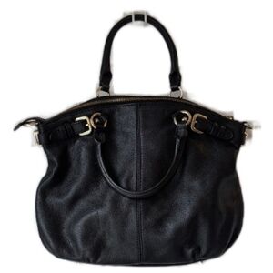 Danier Black Leather Shoulder Bag with Gold Hardware